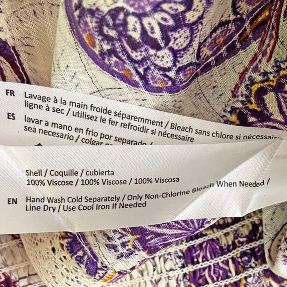 Band of the Free Mirabelle Crop Top Size L Cream Purple Paisley Lace Boho - Picture 6 of 6